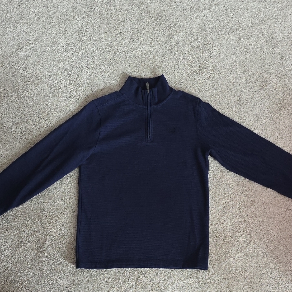 Chaps Dark Blue Ribbed Quarter-Zip Sweater